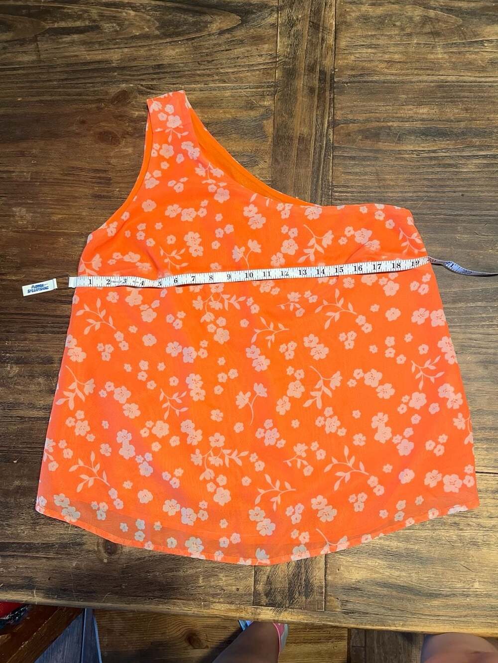 Melloday Orange Floral One Shoulder Blouse Size M - Picture 4 of 6